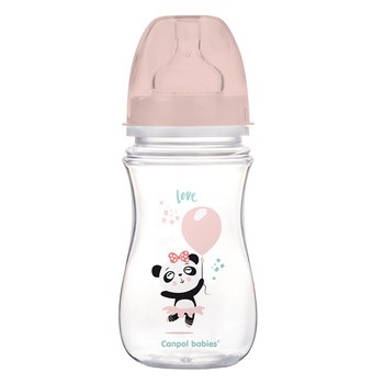 Canpol Easy Start Toys, butelka szerokootworowa, antykolkowa, różowa, 240 ml