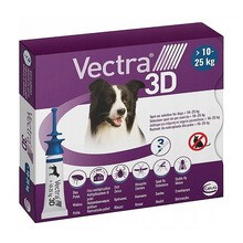 Vectra 3D Roztwór dla psów 10–25 kg, ochrona przed pasożytami, pipety, 3 szt.