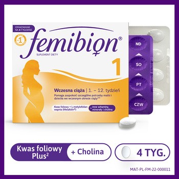 Femibion 1 Wczesna ciąża, tabletki powlekane, 28 szt.