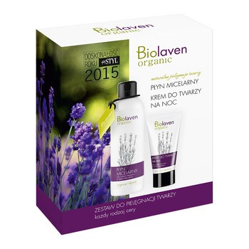 Zestaw Promocyjny Biolaven Organic, krem do twarzy na noc, 50 ml + płyn micelarny, 200 ml