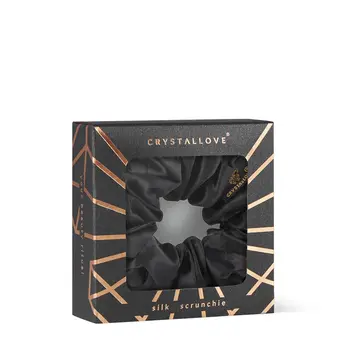 Crystallove, gumka do włosów z jedwabiu, czarna, 1 szt.