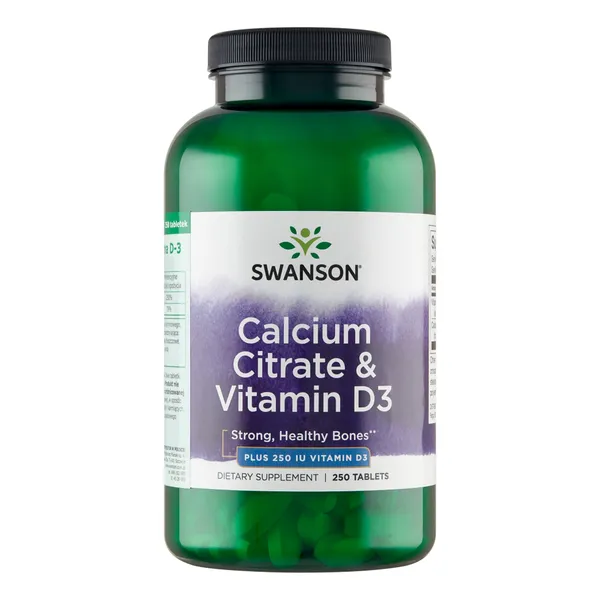 Кальций и витамин D3 Swanson Calcium Citrate & Vitamin D3, цитрат кальция, таблетки, 250 таблеток