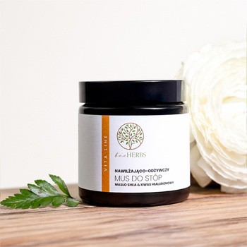 BeeHerbs, nawilżająco-odżywczy mus do stóp, masło shea & kwas hialuronowy, 100 ml