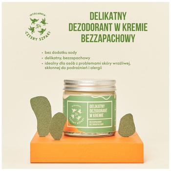 Mydlarnia 4 Szpaki, Delikatny dezodorant w kremie, bezzapachowy, 60 ml