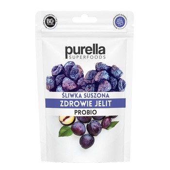 Purella Superfoods, Śliwki suszone, Zdrowie Jelit Probio, 100 g