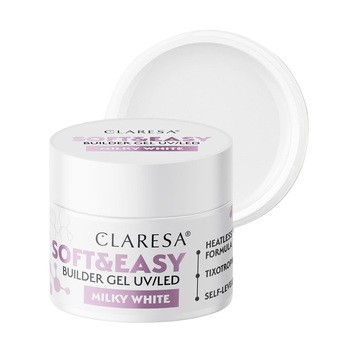 Claresa Soft&Easy Builder Gel, żel budujący do paznokci, Milky White, 12 g