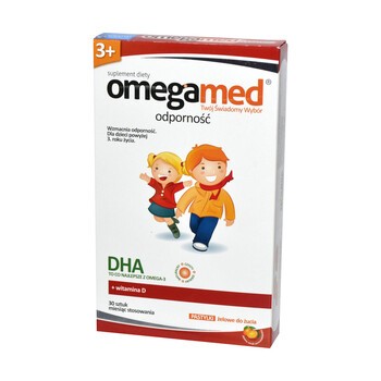 Omegamed Odporność, pastylki żelowe, do żucia, dla dzieci powyżej 3 roku życia, 30 szt