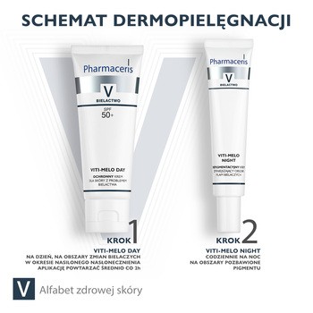 Pharmaceris V Viti-Melo Night, repigmentujący krem zmniejszający obszar plam bielaczych, do twarzy i ciała, 40 ml