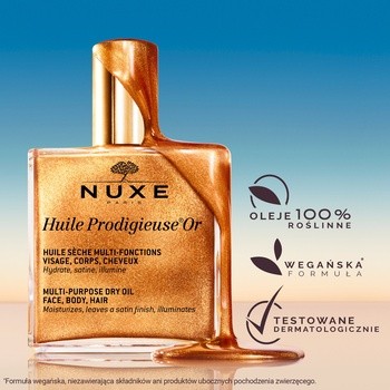 Nuxe Huile Prodigieuse OR, suchy olejek o wielu zastosowaniach ze złotymi drobinkami, 50 ml
