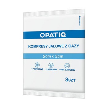 Opatiq, jałowe kompresy z gazy, 17-nitkowe, 12 warstw, 5 cm x 5 cm, 3 szt.