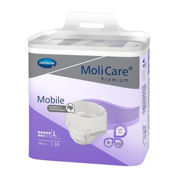 Molicare Mobile Premium, pielucho-majtki, 8 kropli, rozmiar L, 14 szt.