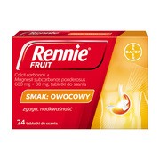 Rennie Fruit, 680 mg + 80 mg, tabletki do ssania, smak owocowy, 24 szt.