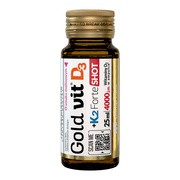 Olimp Labs Gold-Vit D3+K2 Forte Shot, ampułka szklana, płyn, smak malinowy, 25 ml        