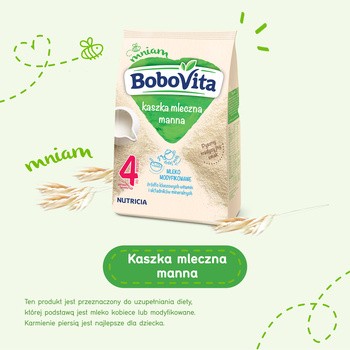 BoboVita, kaszka mleczna, manna, 4 m+, 230 g