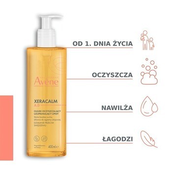 Zestaw Avene Eau Thermale Xera Calm A.D, uzupełniający lipidy olejek oczyszczający, 400 ml + krem uzupełniający lipidy, 400 ml