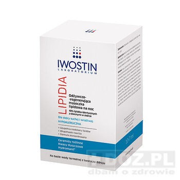 Iwostin Lipidia, maseczka lipidowa, odżywczo-regenerująca na noc, 7 ml, 10 szt.