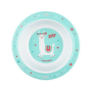 Canpol Babies Exotic Animals, miska z przyssawką z melaminy, 4 m+, turkusowa, 270 ml, 1 szt.