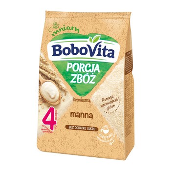 BoboVita Porcja Zbóż, kaszka bezmleczna, manna, 4 m+, 170 g