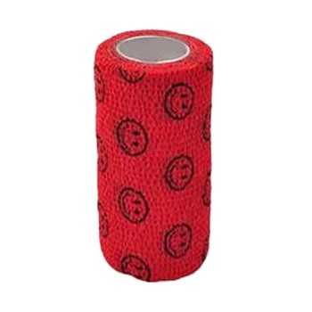 StokBan bandaż elastyczny, samoprzylepny, 4,5 m x 7,5 cm, czerwony w emotikony, 1 szt.