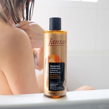Jantar, szampon laminujący z esencją bursztynową, włosy zniszczone i puszące się, 300 ml