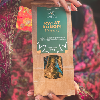 Green Mornings, Kwiat Konopi, klasyczny, herbata z konopi siewnych, 50 g