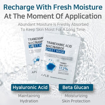 APLB Tranexamic Acid Niacinamide Sheet Mask, rozjaśniająca maska w płachcie z kwasem traneksamowym i niacynamidem, 25 ml