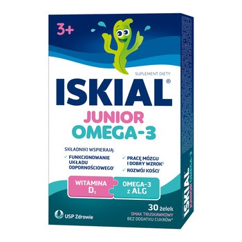 Iskial Junior Omega-3, żelki, smak truskawkowy, 30 szt.