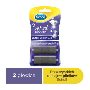 Scholl Velvet Smooth Wet & Dry, wymienne głowice drobnoziarniste do pilnika, 2 szt.