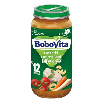 BoboVita Junior, obiadek kluseczki z warzywami i indykiem, 12m+, 250 g