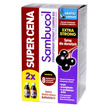 Sambucol Extra Strong, syrop dla dorosłych, 120 ml x 2 opakowania + audiobook GRATIS