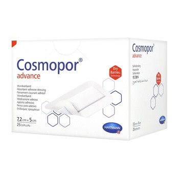 Cosmopor Advance, opatrunki do silnie sączących się ran, 7,2 cm x 5 cm, 25 szt.