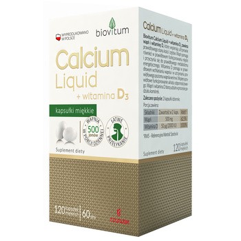 Biovitum Calcium Liquid + witamina D3, kapsułki miękkie, 120 szt.