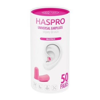 Haspro Tube 50, stopery do uszu, różowe, 50 par