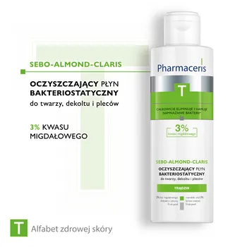 Pharmaceris T Sebo-Almond-Claris, oczyszczający płyn bakteriostatyczny, 3% kwasu migdałowego, 190 ml