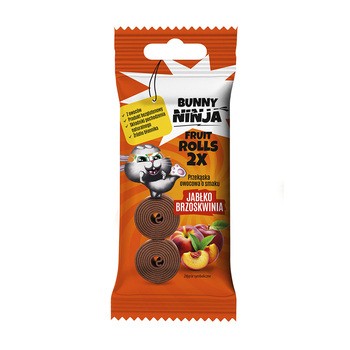 Bunny Ninja Double Roll, przekąska owocowa, smak jabłkowo - brzoskwiniowy, 30 g