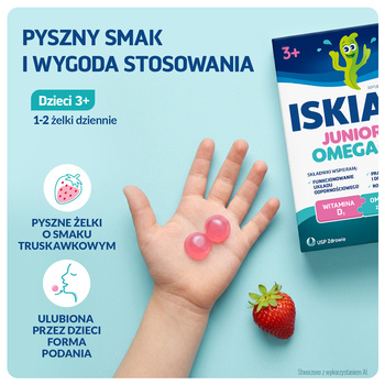 Iskial Junior Omega-3, żelki, smak truskawkowy, 30 szt.
