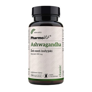Pharmovit Ashwagandha Żeń-szeń indyjski Ekstrakt 400 mg, kapsułki, 90 szt.