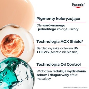 Eucerin Oil Control SPF 50+, żel-krem ochronny barwiący, 50 ml