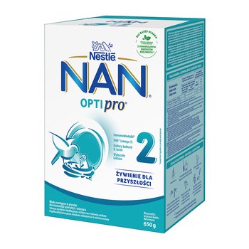 Zestaw 4x Mleko Nan Optipro 2, mleko modyfikowane po 6 m-cu, proszek, 650 g