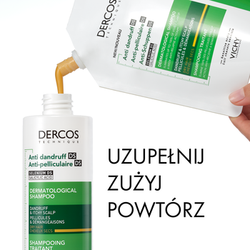 Vichy Dercos DS, szampon przeciwłupieżowy, włosy suche, opakowanie uzupełniające, 390 ml