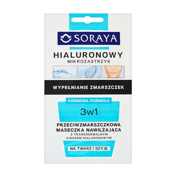 Soraya Hialuronowy Mikrozastrzyk, przeciwzmarszczkowa maseczka 3w1, 5 ml x 2 saszetki