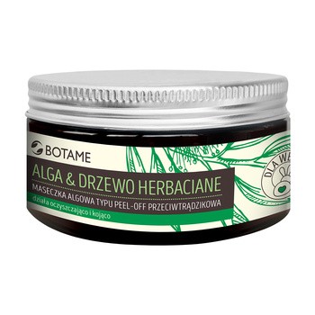 Botame Face, Alga & Drzewo Herbaciane, przeciwtrądzikowa maseczka algowa typu peel-off, 42 g