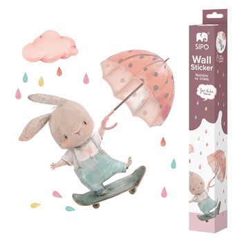 Sipo, Naklejki na ścianę dla dzieci, Króliczek z parasolką, 1 szt.