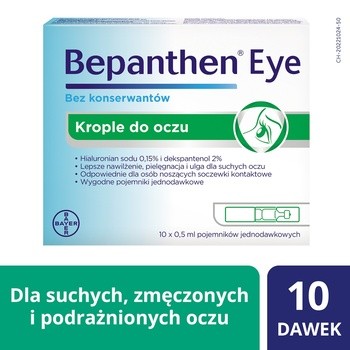 Bepanthen Eye, krople do oczu, pojemniki jednodawkowe, 0,5 ml, 10 szt.