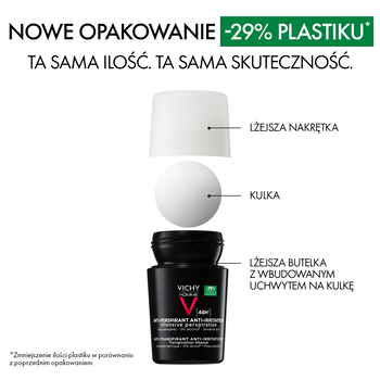 Vichy Homme, dezodorant-antyperspirant 48h, skóra wrażliwa, roll-on, 50 ml