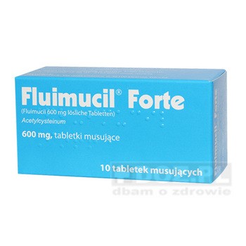 Fluimucil Forte, 600 mg, tabletki musujące (import równoległy), 10 szt