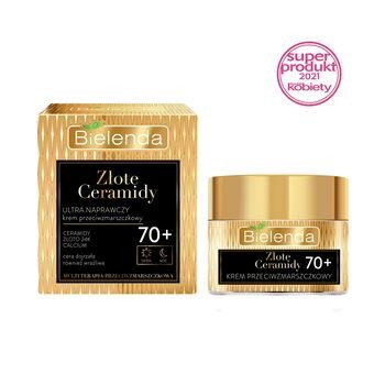 Bielenda Złote Ceramidy, ultra naprawczy krem przeciwzmarszczkowy 70+, 50 ml