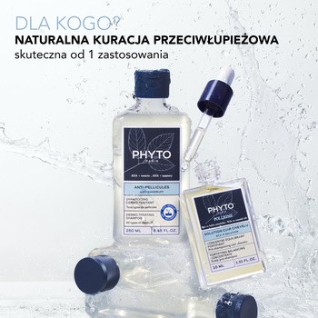Zestaw Phyto Scalp Solution, Polleine, wzmacniający koncentrat przywracający równowagę skóry głowy, 30 ml + Anti-Pellicules, szampon przeciwłupieżowy, 250 ml