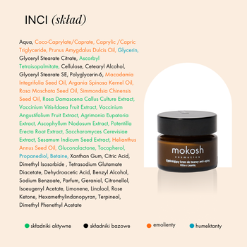Mokosh, ujędrniający krem do twarzy anti-aging, róża z jagodą, 15 ml