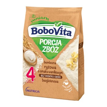 BoboVita Porcja Zbóż, kaszka ryżowa o smaku waniliowym, 4 m+, 170 g
